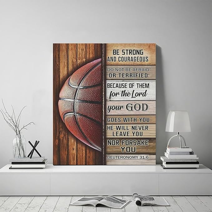 Banonaty Basketball Wall Art - Inspirational Quotes Canvas Prints - Gifts for Coach, Player - Home Decorations for Boys Room, Gym, Living Room, Bedroom - 20"x24"