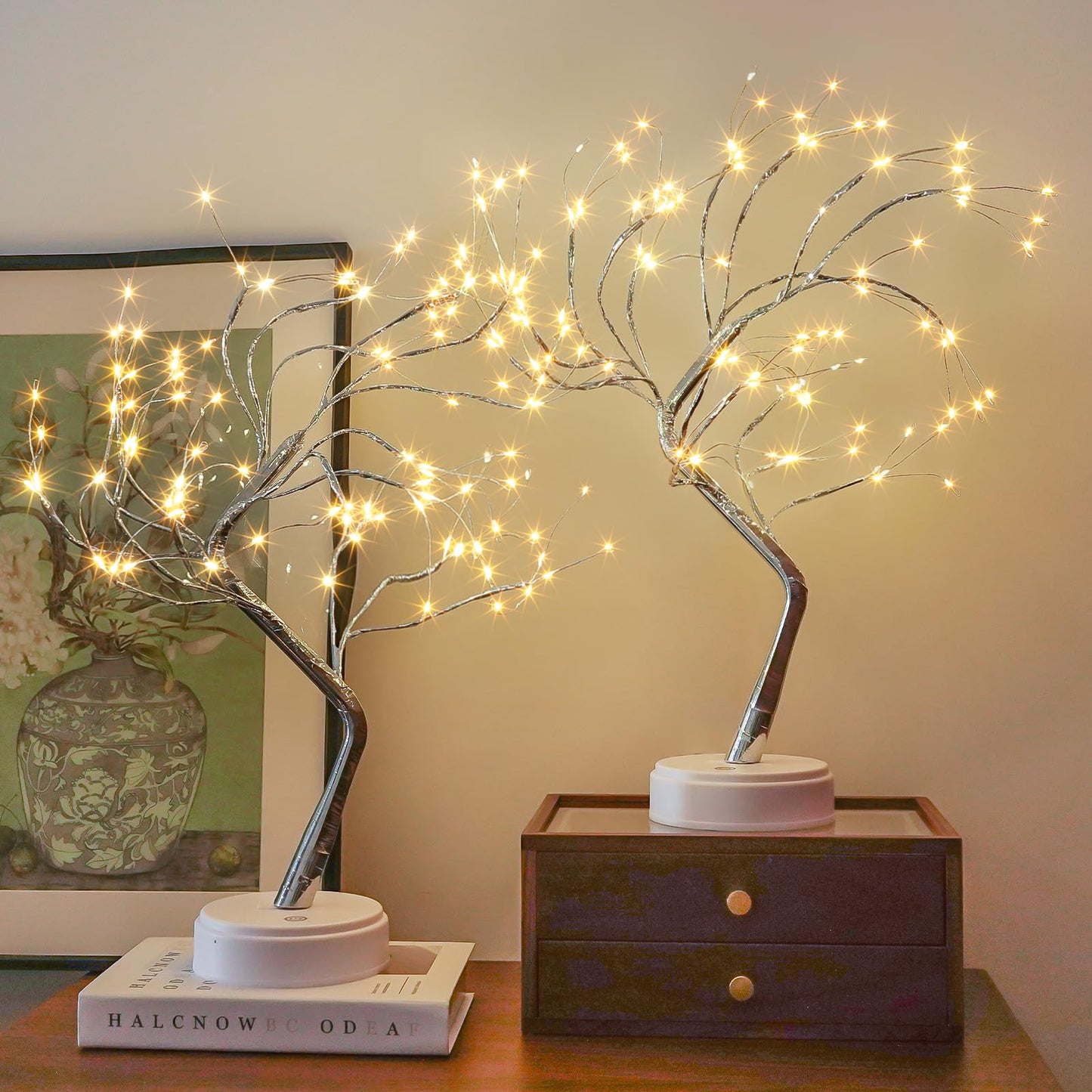 2 Pack Christmas Fairy Lights Spirit Tree, 20" 108 LED Tabletop Mini Twinkle Tree Lights Warm White with 2 Modes, USB & Battery Christmas Artificial Bonsai Trees Lamp for Home Bedroom Indoor DIY Decor