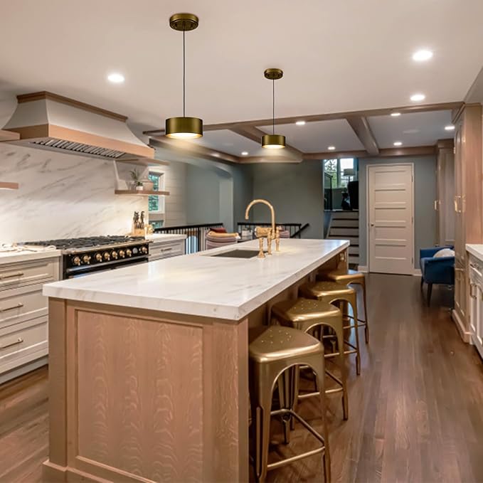 LED Gold Pendant Lights Fixture Mini Pendant Lights for Kitchen Island Over Sink Bedroom Bathroom Dining Room