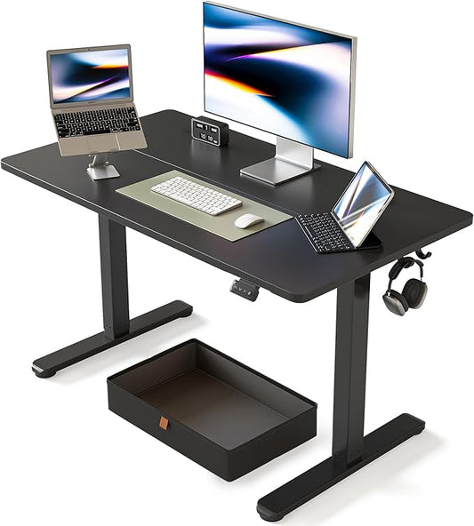 FEZIBO 40 x 24 Inches Standing Desk with Drawer, Adjustable Height Electric Stand up Desk with Storage, Sit Stand Home Office Desk, Ergonomic Computer Desk, Black