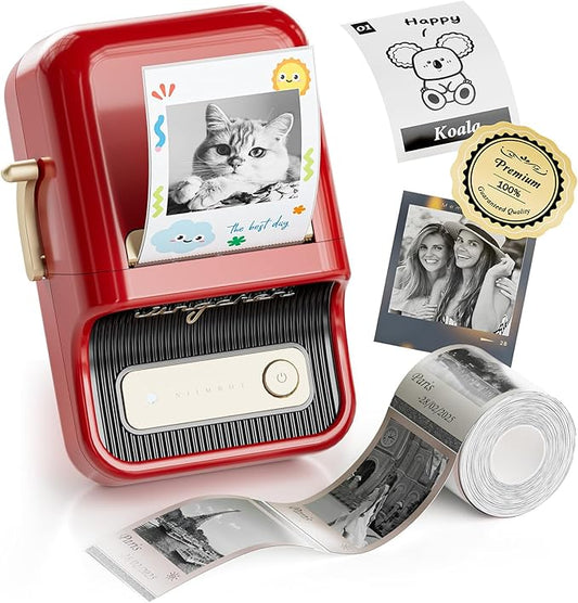 NIIMBOT B21 Pro Label Maker, 300DPI HD Label Printer, Ideal for Notes,Photos, Study Graphics, Memo Maker,50x30mm Label,230Pcs(Red)