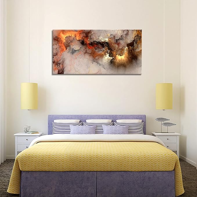 YYYYHPP YP1075 Abstract Clouds Modern Wall Art Decor Orange Abstract Poster Art abstract wall art for living room Bedroom Kitchen Home and Office Wall Decor