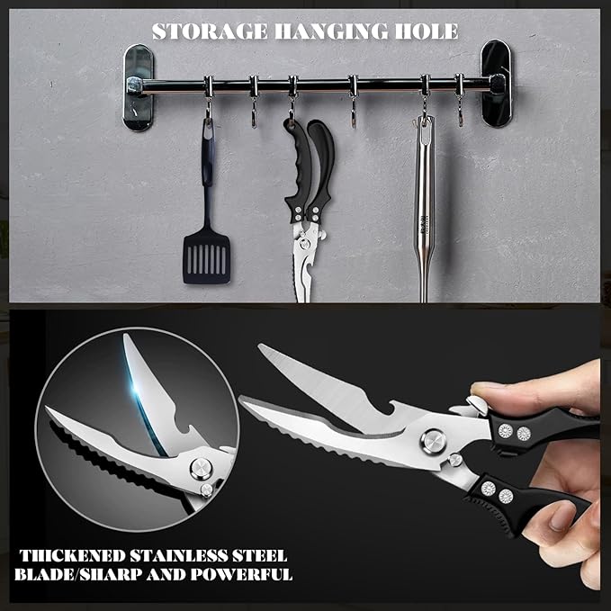 SiXing Kitchen Shears – Heavy Duty & Dishwasher Safe-Professional Stainless Steel Scissors for Meat, Poultry, Herbs. Sharp, Rust-Proof with Comfort Grip. Multi-Use Cooking Tool for Chefs & Home.