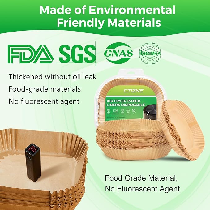 Air Fryer Disposable Paper Liners - 150Pcs 8In Square Parchment Paper Non-Stick Airfryer Basket Liners for Steamer Microwave Oven, Deep Fryer Parts & Accessories