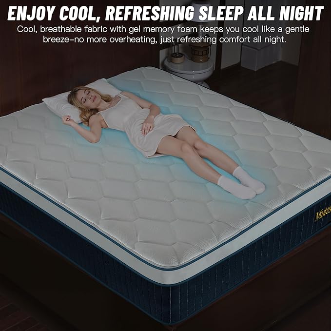 Twin Mattress 10 Inch, Hybrid Twin Size Mattress in a Box, Gel Memory Foam Mattress with Pocket Springs, Medium Firm Feel, Edge Support, Cool Sleep, Motion Isolation & Pressure Relief