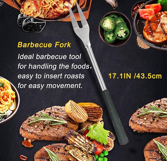 POLIGO 7PCS Golf-Club Style BBQ Tools Set Grilling Tools with Rubber Handle - Stainless Steel Grill Accessories for Outdoor Grill Set Premium Grill Utensils Set Christmas Birthday Gifts for Men Dad