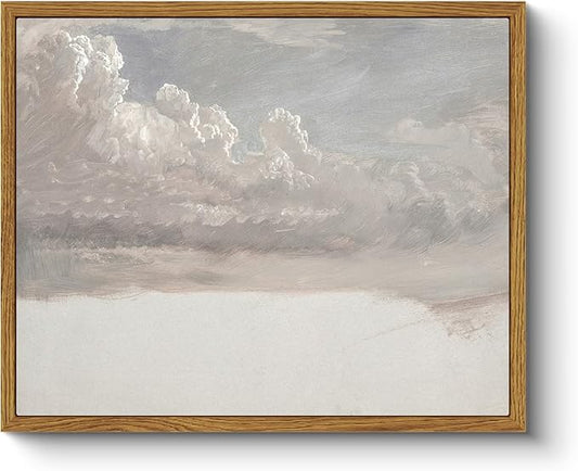 InSimSea Framed Canvas Wall Art Vintage Decor, Home Decor Classical Oil Painting Cloud Study Wall Decorations for Living Room, Canvas Pictures Art for Bedroom Bathroom Gallery, 9"x11"