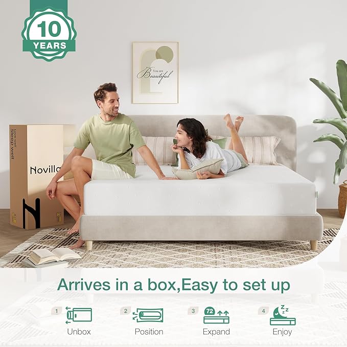 Novilla Full Mattress, 12 Inch Full Memory Foam Mattress for Supportive & Pressure Relief, Removable Washable Cover,CertiPUR-US Certified Mattresses in a Box, Firm