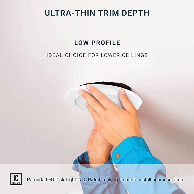 PARMIDA (12 Pack) 4 Inch Dimmable 5CCT LED Disk Lights, 10W Surface Mount Recessed Ceiling Lighting, 5 Color Selectable 2700K/3000K/3500K/4000K/5000K, 900lm, J-Box Or Recessed Can Installation, UL