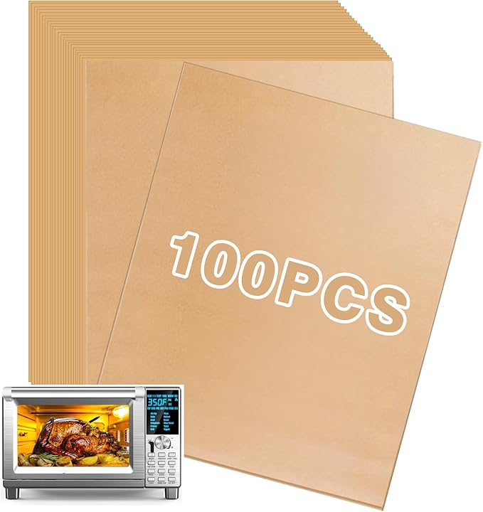 Air Fryer Liners Disposable,100PCS Parchment Paper Sheets Compatible with Nuwave Bravo Air Fryer Toaster Smart Oven, Air Fryer Accessories for Nuwave 12-in-1 30qt Oven