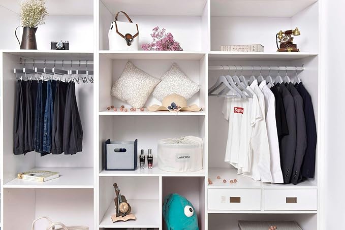 Quality Wooden Hangers - Slightly Curved Hanger Set of 10-Pack - Solid Wood Coat Hangers with Stylish Chrome Hooks - Heavy-Duty Clothes, Jacket, Shirt, Pants, Suit Hangers (Gray, 10)