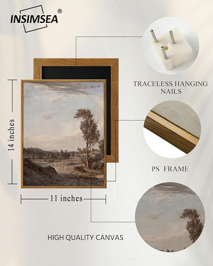 InSimSea Framed Wall Art for Living Room Classical Landscape Canvas Prints Decor Rustic Countryside Scenery Artworks Bathroom Pictures Wall Decorations Farmhouse Office Home Wall Decor 11x14in