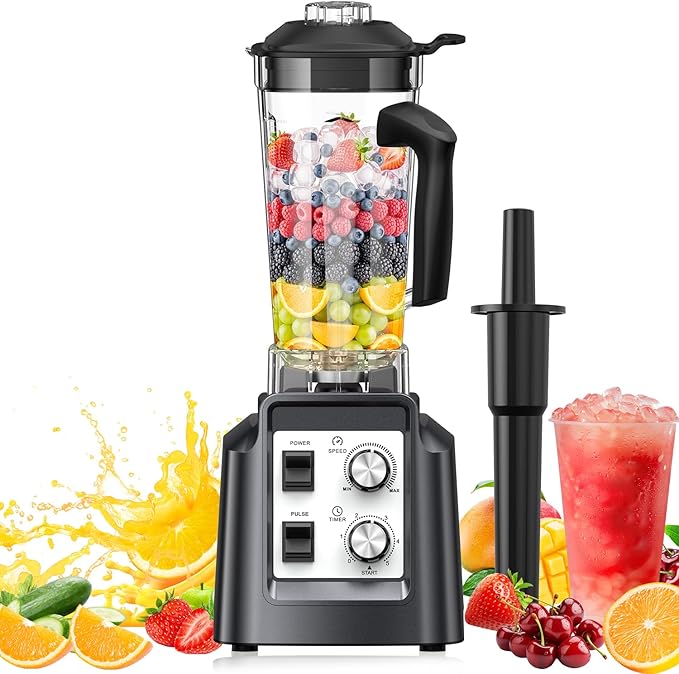Blender Smoothies, 2-in-1 Blender & Grinder Combo, Smoothie Maker, 1800 Peak Watts, 68 Oz Large Capacity, BPA-Free Countertop Blender for Ice Crushing, Frozen Drinks