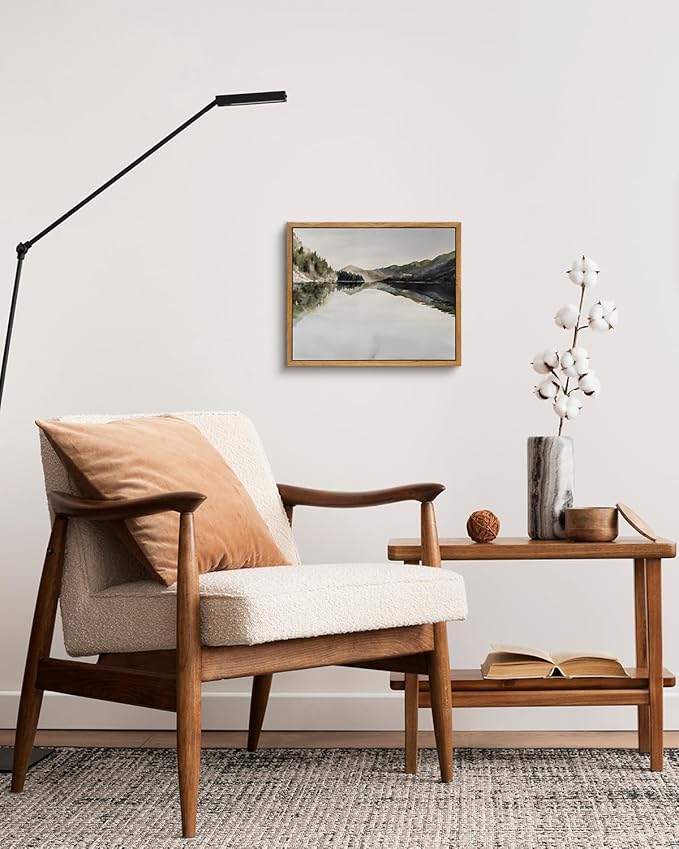 InSimSea Framed Wall Art for Living Room Mountain Reflection Decor Vintage Wall Art Mountain Range Nature Wilderness Art Decorative Rustic for Living Room Bedroom Office Wall Decor 9x11in