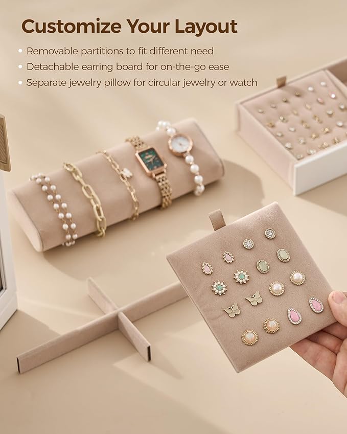 360° Rotating Jewelry Box with 9 Drawers, Spacious Vertical Jewelry Organizer with Glass Window, Jewelry Storage Case, Dustproof & Moisture-resistant Design, White