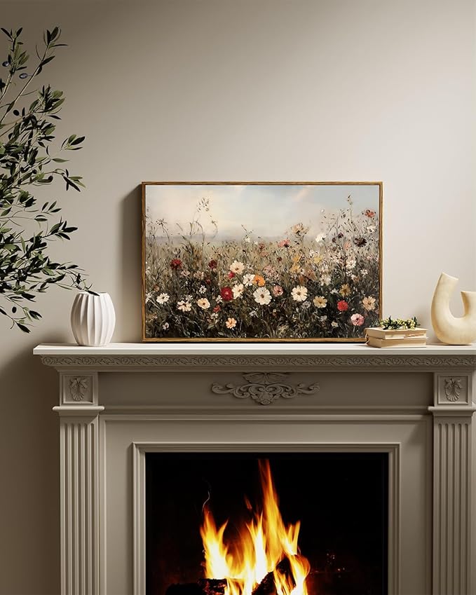 InSimSea Framed Wall Art for Living Room Retro Flower Canvas Art Wall Decor Bedroom Artwork Farmhouse Oil Paintings Pictures Prints Rustic Gallery Boho Vintage Floral Botanical Office 16x24In