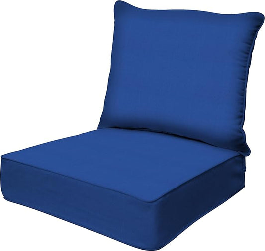 Honeycomb Outdoor Deep Seat, 24 x 23, Textured Solid Sapphire Blue Chair Cushion for Patio Furniture