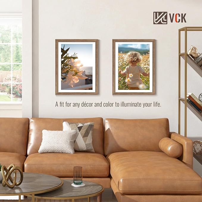 VCK 18x24 Poster Frame Set of 4 - Walnut, Gallery-Quality Wood Picture Frames, 1.1-Inch Wide Border, Polished Plexiglass, Vertical or Horizontal Wall Display for Photo/Art/Prints, Walnut