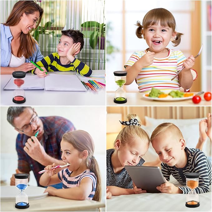 Sand Timer for Kids 6 Pack Colorful Hourglass 1min 2mins 5mins 10mins 15mins 30mins Sand Clock Timer for Classroom, Games and Kids Room