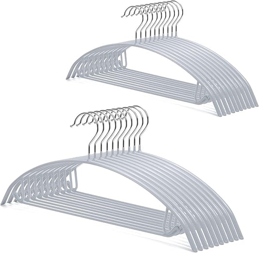 Nature Smile Non Slip PVC Coating Sweater Hangers,Dress Suit Coat Hangers,Shoulder Bump Free Golf T Shirts Clothes Hangers (Silvery Grey Color 20 Pack)