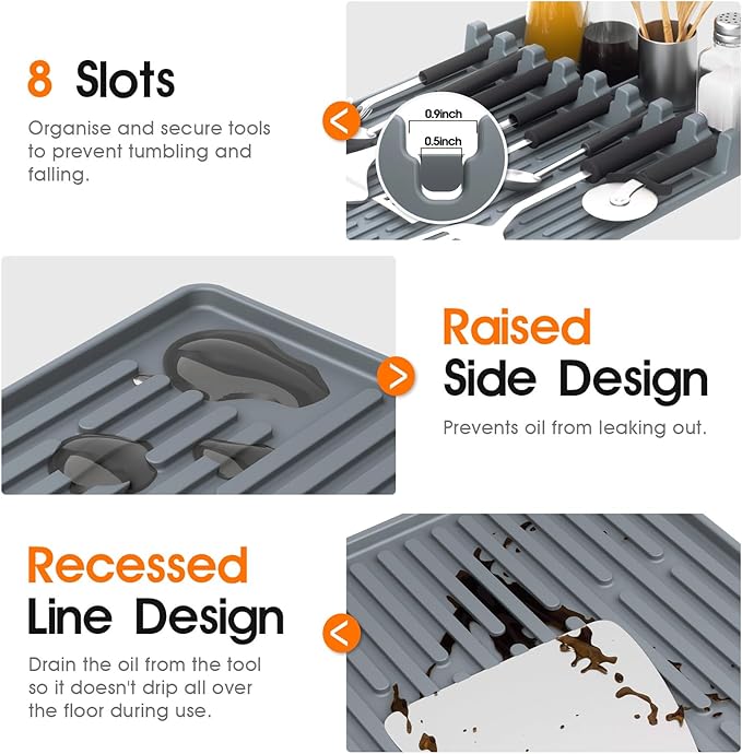 Silicone Griddle Tool Mat for Blackstone, 16"x11.5" Easy to Clean Heat Resistant Non-Stick Antislip Spatula Mat Griddle Accessories for Outdoor Grill BBQ Cooking Kitchen Counter (Gray)