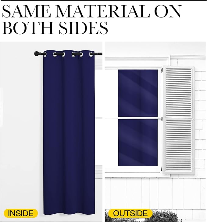 NICETOWN Navy Blue Blackout Curtains 68 inches Length for Laundry Room, 2 Panels, 42" Wide, Thermal Insulated Decoration Drapes for Office Window