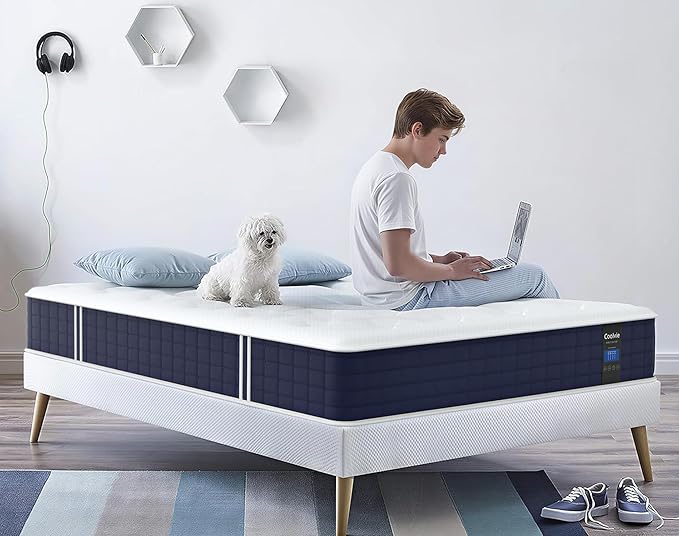 Coolvie 10 Inch Twin Mattress, Hybrid Mattress with Gel Memory Foam for Cool Night Sleep & Pressure Relief, Individual Pockets for Contouring Support, CertiPUR-US Certified Medium Mattress in a Box