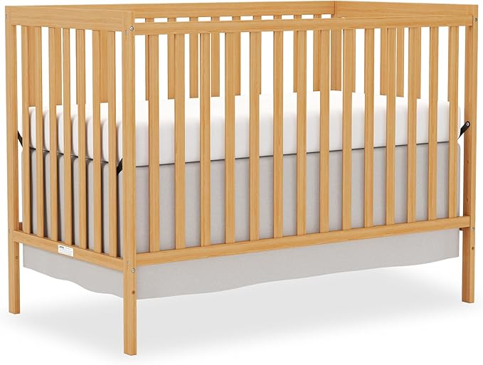 Baby Crib 5-in-1 Convertible, Wooden Nursery Cribs Converts to Toddler Bed, Daybed and Full Size Bed, 3 Adjustable Base, Non-Toxic Finish (Natural)