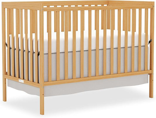 Baby Crib 5-in-1 Convertible, Wooden Nursery Cribs Converts to Toddler Bed, Daybed and Full Size Bed, 3 Adjustable Base, Non-Toxic Finish (Natural)