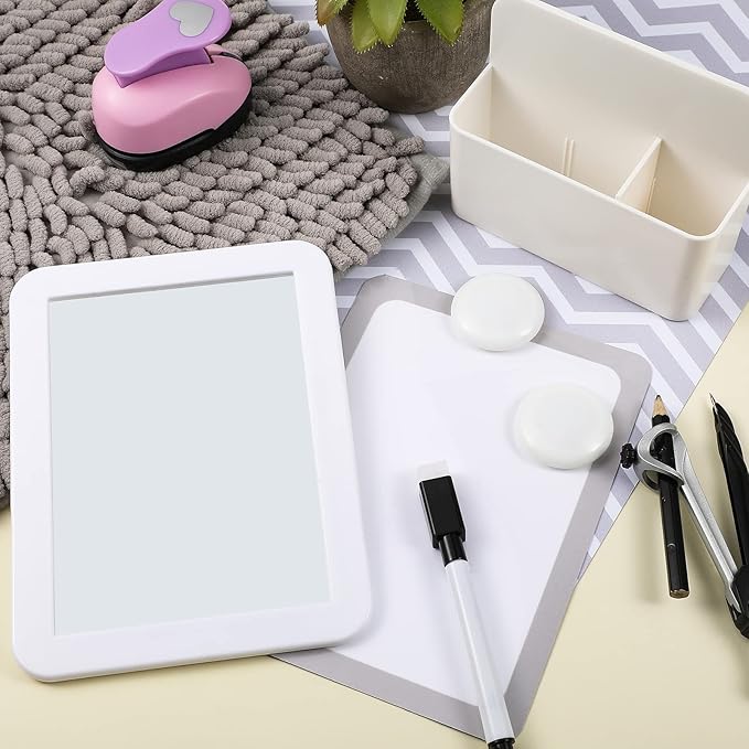 Locker Accessories Kit Back to School Essentials Include Magnetic Wallpaper Mirror Locker Carpet Whiteboard with Dry Erase Marker and Locker Organizer Supplies for Girls School Office (Gray, White)