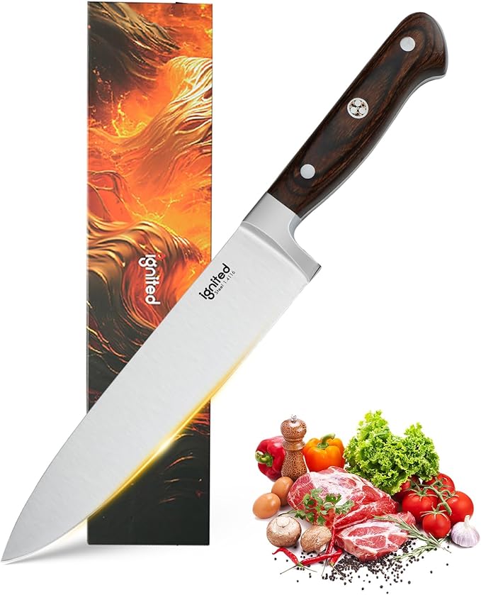 Professional 8 Inch Chef Knife, 1.4116 German High Carbon Steel Kitchen Chef Knife, Chefs Knife With Pakkawood Handle, Dual Blade Sharp Kitchen Knife With Gift Box