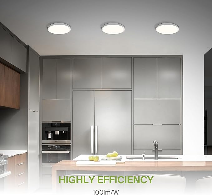 ASD LED 15" Round Flush Mount Ceiling Light Fixture, Low Profile Surface Lighting | 5CCT, Dimmable, Ultra-Thin, ETL Listed | 28W 2300LM 2700-6000K 100-277V | Kitchen, Bedroom, Hallway Lamp | White