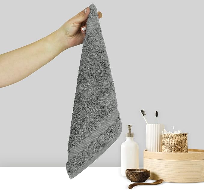 Chakir Turkish Linens 100% Turkish Cotton Luxury Hotel & Spa Washcloth Set (Set of 12, Gray)