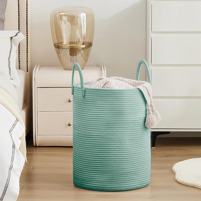 Laundry Hamper Basket, Woven 58L Tall Laundry Basket for Blanket Organizer- Nursery Hamper for Bedroom And Bathroom Storage