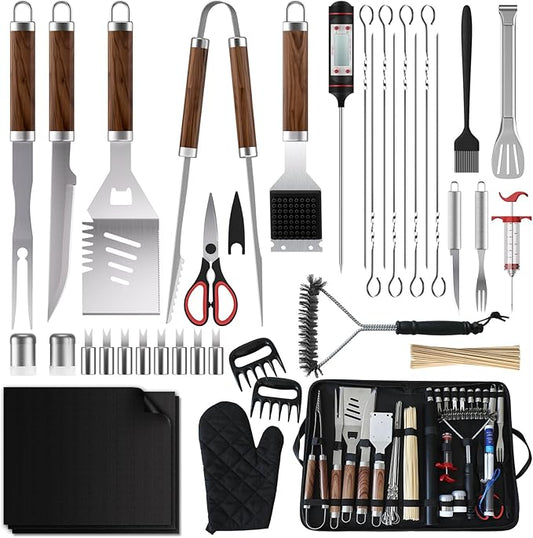 137PCS BBQ Grill Accessories Set – Stainless Steel Grill Tools for Outdoor Grill with Carrying Case, Heatproof Handles & BBQ Utensils for Camping, Backyard & Gifts