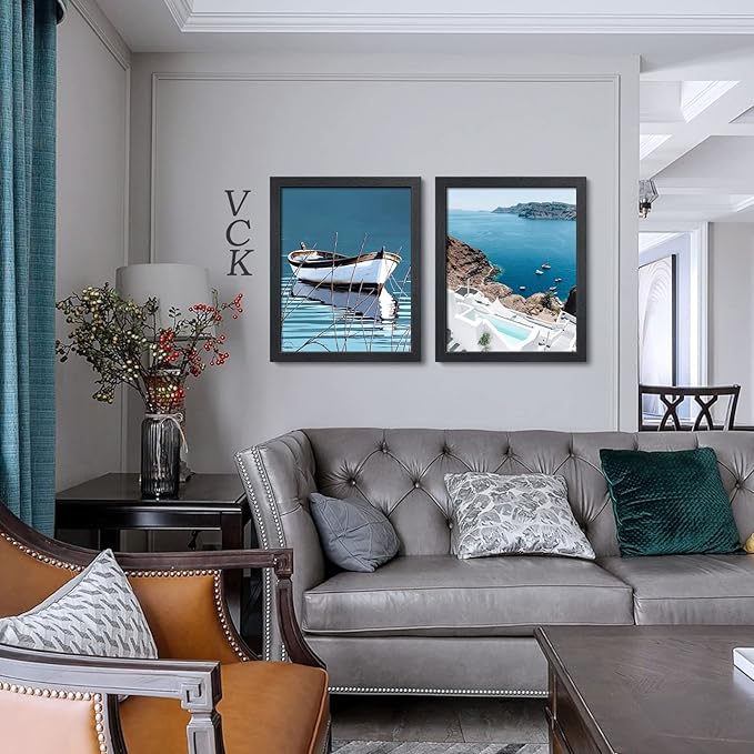 VCK 16x20 Poster Frame 4 Pack, Black Solid Wood Picture Frames with Exclusive Woodgrain, Wall Gallery Frame