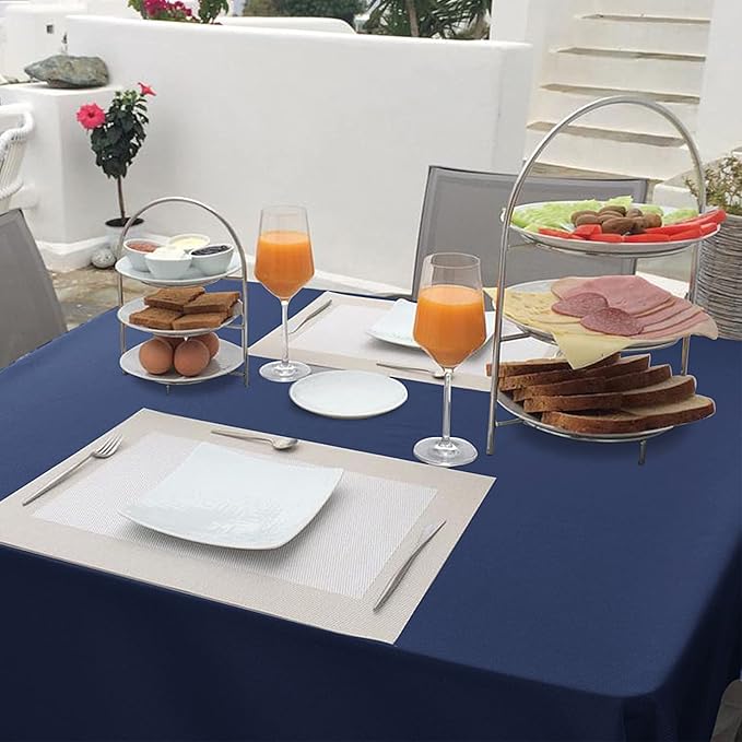 Hiasan Small Tablecloth for Square Tables - Waterproof and Spillproof Washable Fabric Table Cloth for Dining Room Kitchen Party (Navy Blue, 40 x 40 Inch)