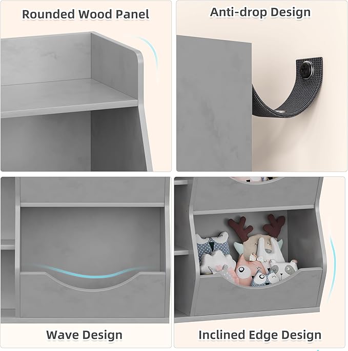 GarveeHome Kids Toy Storage Organizer, Children Bookcase with Storage Cubbies, Toddler Toy Shelf for Playroom, Living Room, Nursery