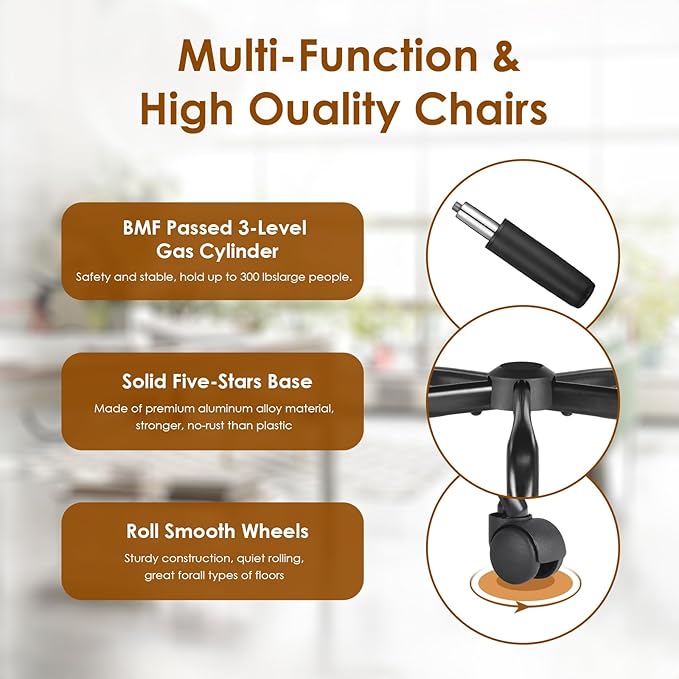 Soohow Ergonomic Office Chair, High Back Desk Chair with Flip-Up Armrest and Adjustable Lumbar Support, Computer Chair for Home and Office