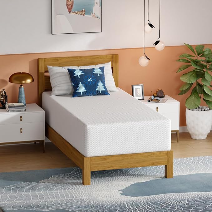 PayLessHere 14 Inch Twin Mattress Base Foam Mattress,Removable Soft Cover,Bunk Bed, Trundle, Daybed,White，Fiberglass Free