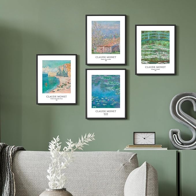 EVOLE HOME Claude Monet Art Prints, Set of 4 Wall Art, Unframed 8x10 Prints, Giclée Prints, Impressionism Art Poster for Home Decor, Office Wall Decor, Gift for Men, Women