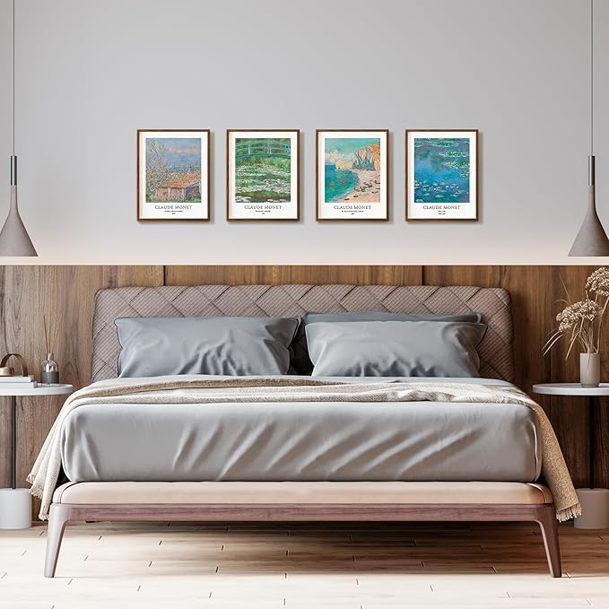 EVOLE HOME - Claude Monet Giclée Art Print Set of 4 Unframed 11x14 Inch Impressions on Premium Matte Art Paper for Home or Office Decor