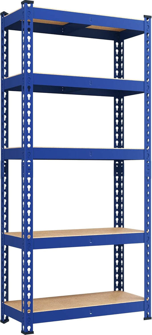 Yaheetech Storage Shelves 5 Tier Garage Shelving Heavy Duty Garage Shelves Adjustable Metal Shelving Unit Utility Rack Industrial Shelving for Warehouse Pantry Closet, 27.5" W x 12" D x 60" H, Blue