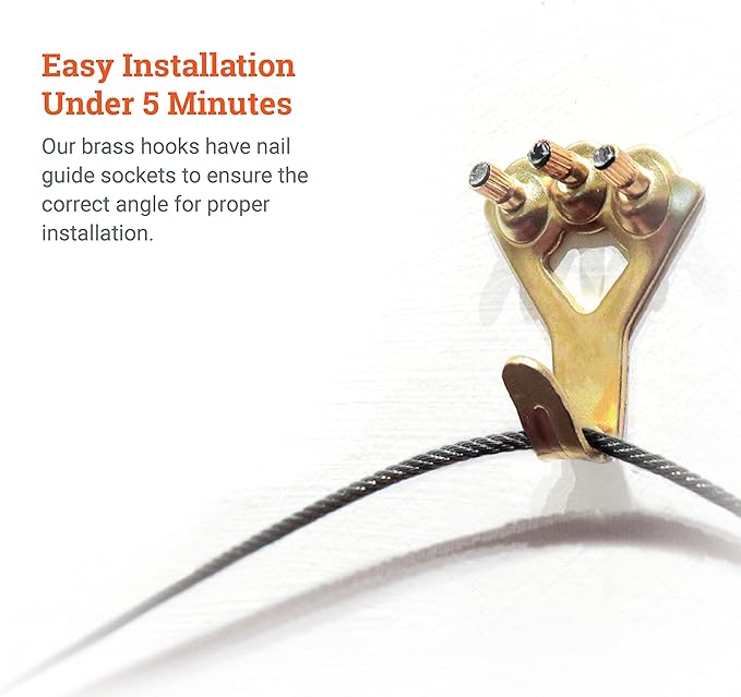 PHS 100 lb Picture Hangers, 100 Pack with Nails - Picture Hanging Hooks, Picture Hanging Hardware, Frame Hooks or Hangers, Heavy Duty Picture Hangers, Mirror Hanger - for Drywall and Plaster