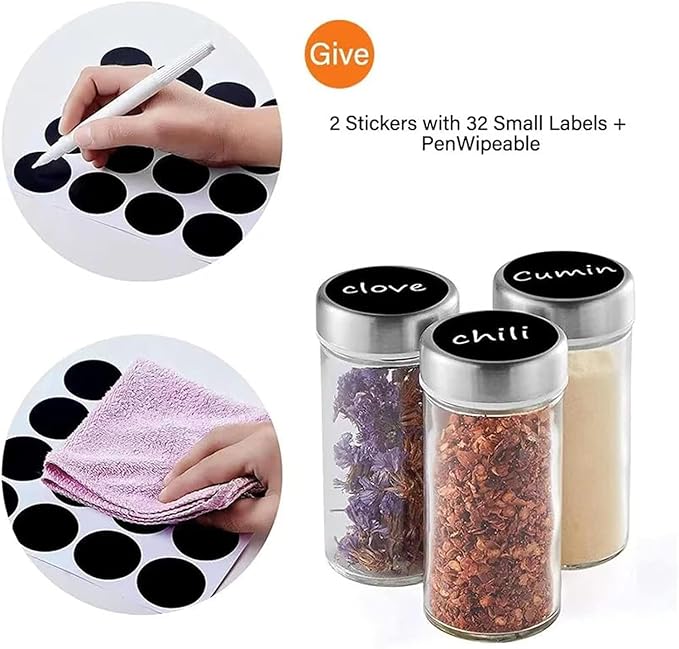 EBIZ&TECH 20-Jar Stainless Steel Rotating Spice Rack with Non-Slip Base - Kitchen Countertop Organizer for Easy Access and Storage of Spices (Black)