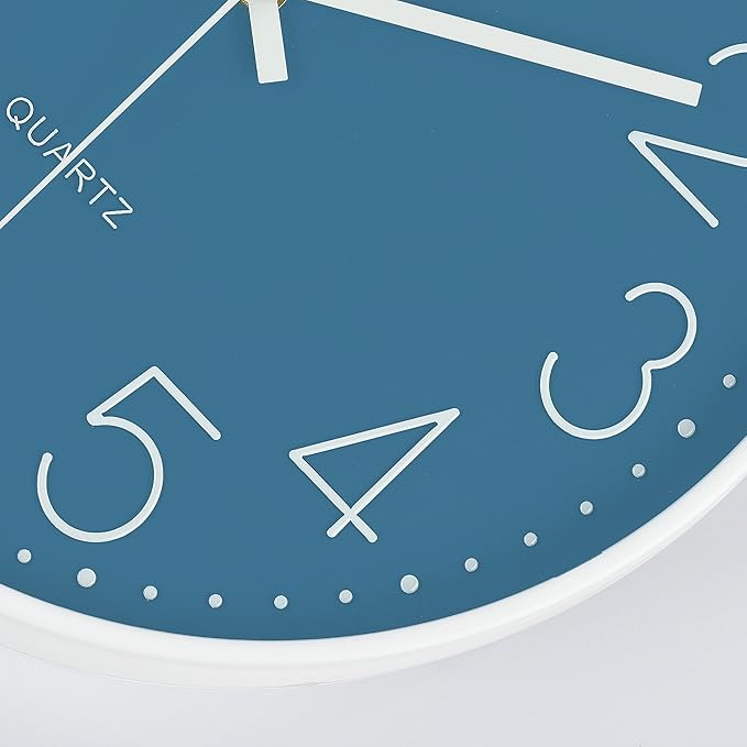 Lafocuse 12 Inch Silent Navy Blue Wall Clocks Battery Operated, Analog Wall Clock for Kitchen Living Room Bedroom Home Decor