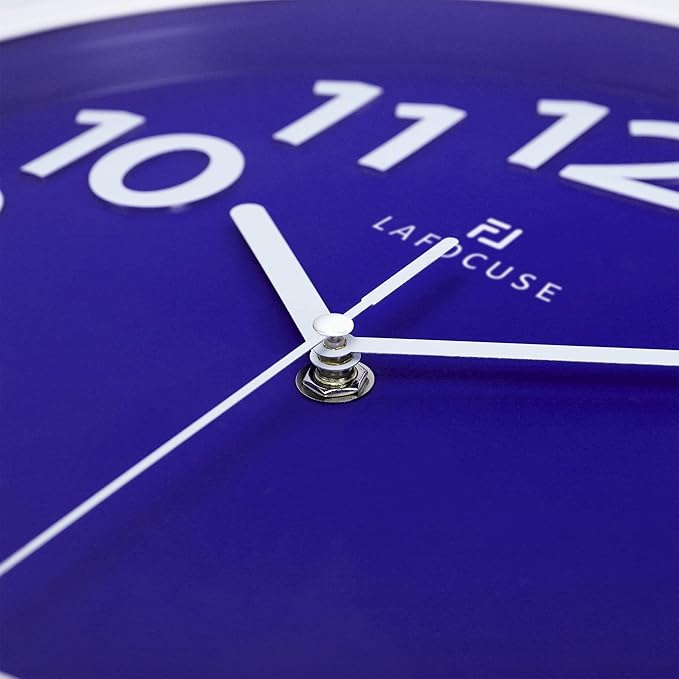 Lafocuse 12 Inch 3D Numbers Blue Wall Clock for Living Room Decor, Modern Kitchen Wall Clock Battery Operated Silent Non-Ticking Bedroom Home Office