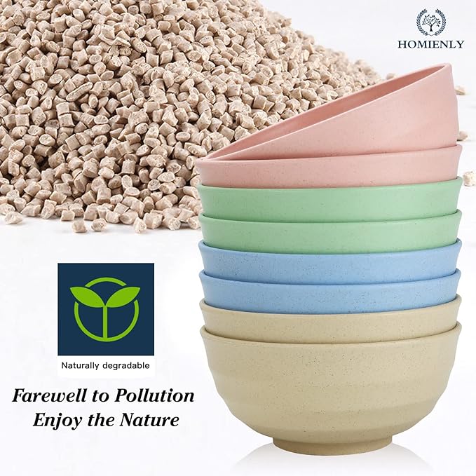 60 OZ Big Salad Bowls,Large Soup Bowl Set of 8,Wheat Straw Bowls,Serving Bowl for Wedding Parties,Microwave and Dishwasher Safe Bowl for Salad,Soup,Serving,Oatmeal Big Bowls for Kitchen - Light Color