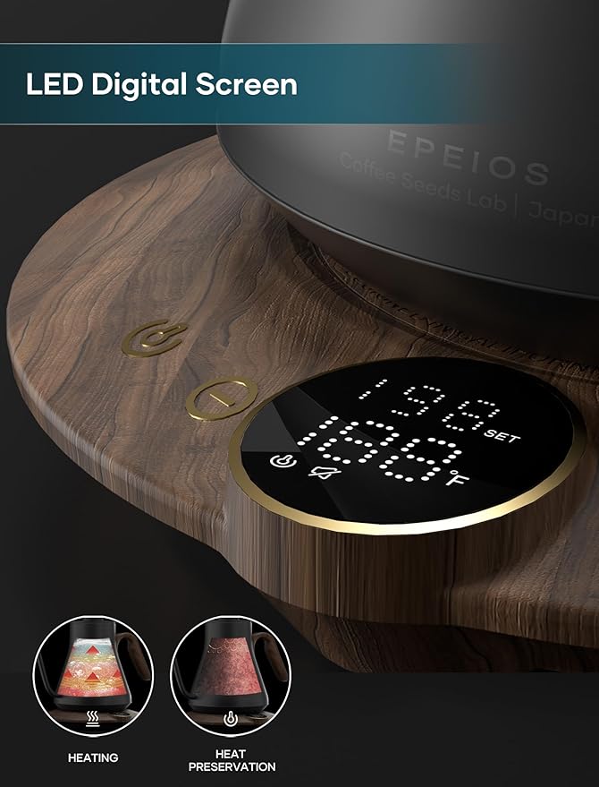 Gooseneck Electric Kettle with ±1℉ Temperature Control for Pour Over Coffee & Tea, Quick Heating, BPA-Free Stainless Steel, Built-in Brew Timer, 1500W/0.9L (Rainforest)