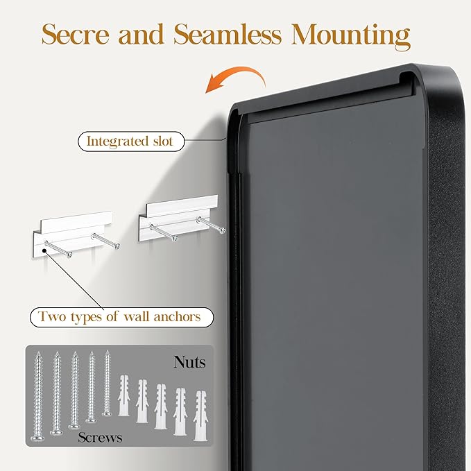 40×24 Black Bathroom Mirror, Rectangular Bathroom Vanity Mirror for Wall with Rounded Corners & Aluminum Alloy Frame, Tempered-Glass, Modern, Farmhouse, Horizontal/Vertical, Entryway, Bedroom